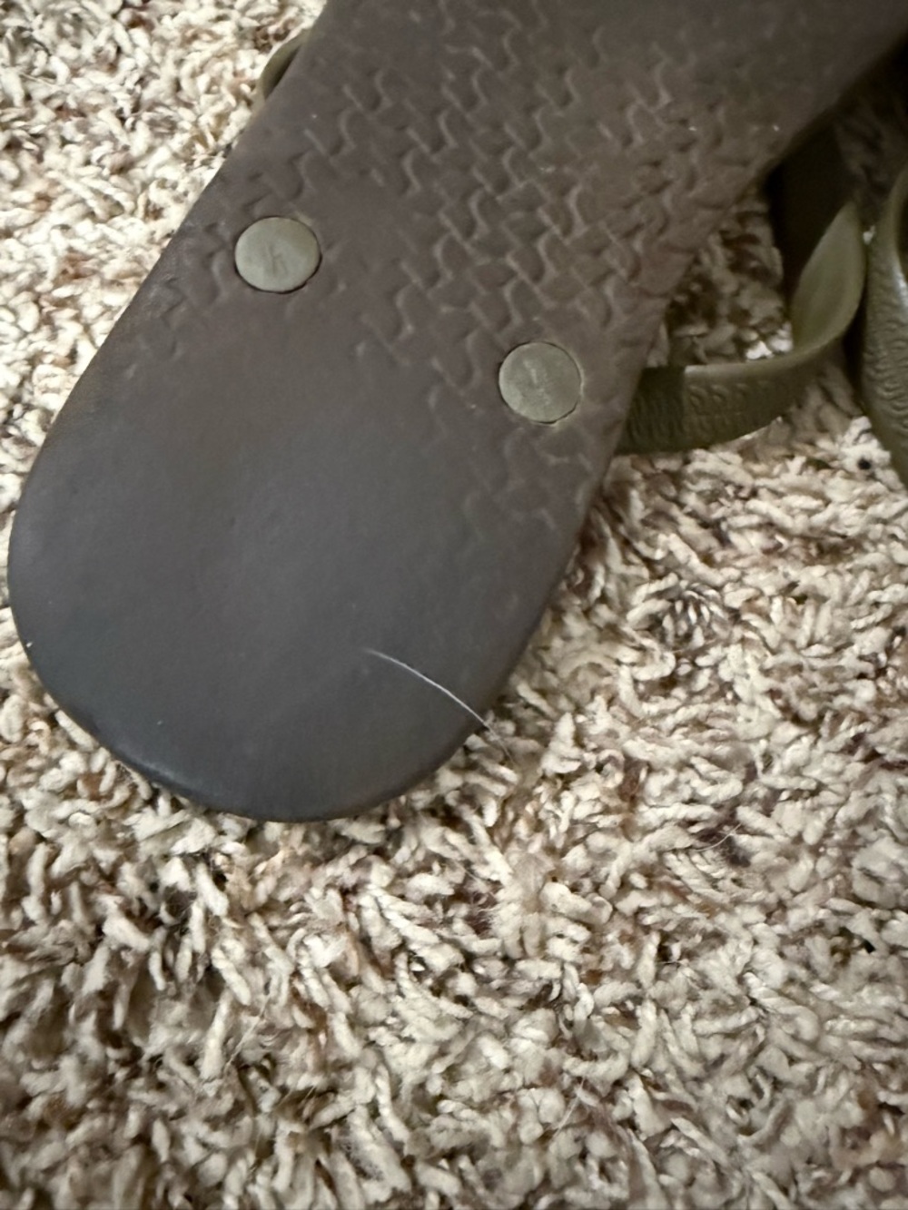 Well worn The North Face Olive Strapped Brown Footbed Flip Flops - Picture 3 of 7